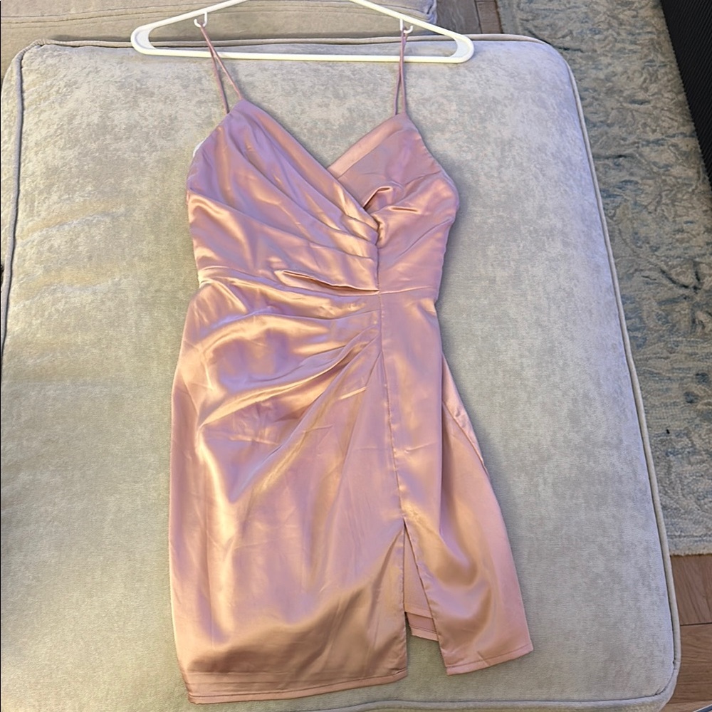 Superdown Gold Ruched Wrap Mini Dress